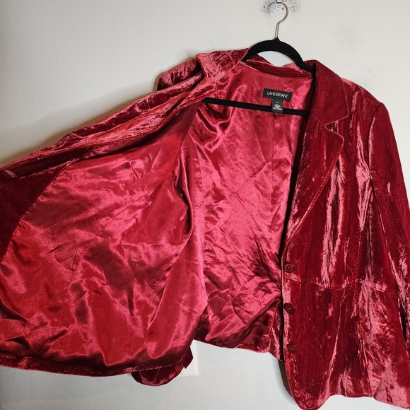 Lane Bryant Red Velvet Button Blazer Jacket Plus Size 24 - Picture 6 of 14